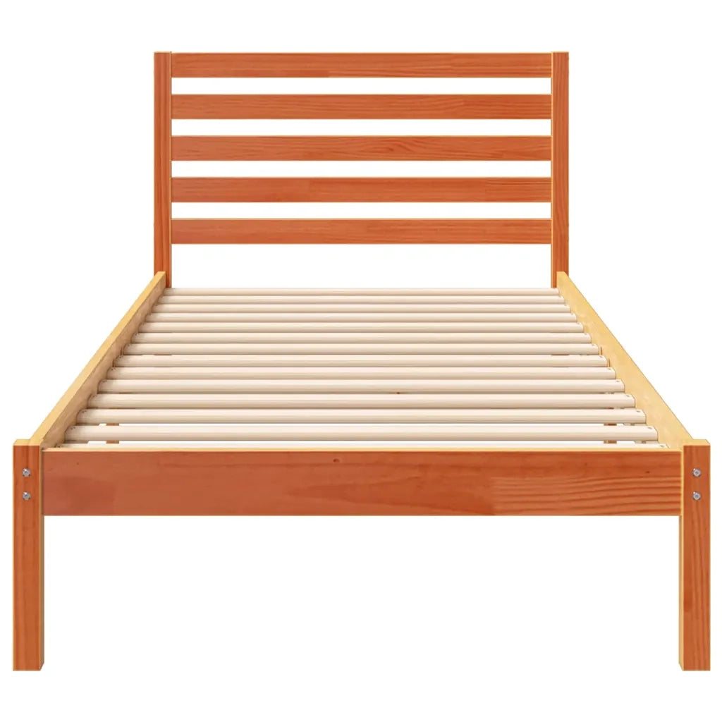 Letto singolo | Letto per adulti | Struttura del letto Marrone cerato 80 x 210 cm Pino massello