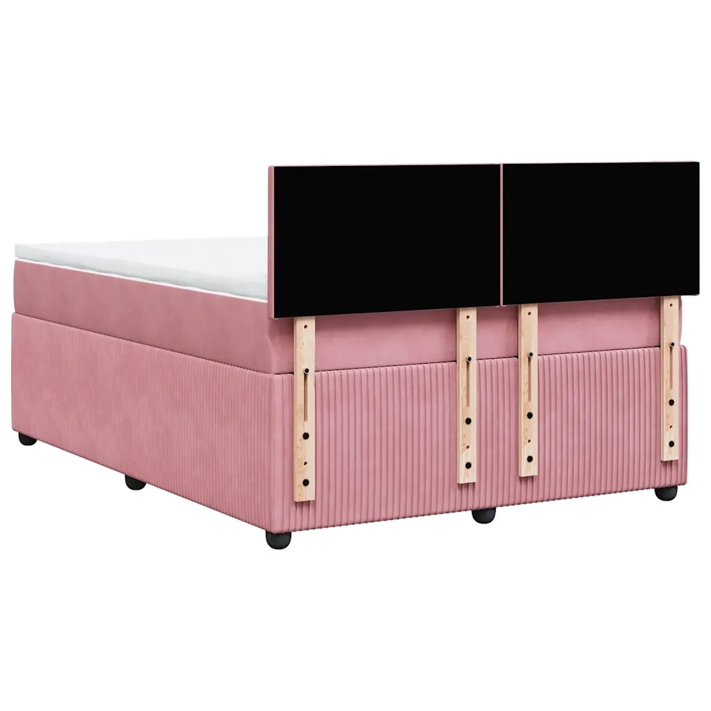 Giroletto a Molle con Materasso Rosa 140x200 cm in Velluto 3287757