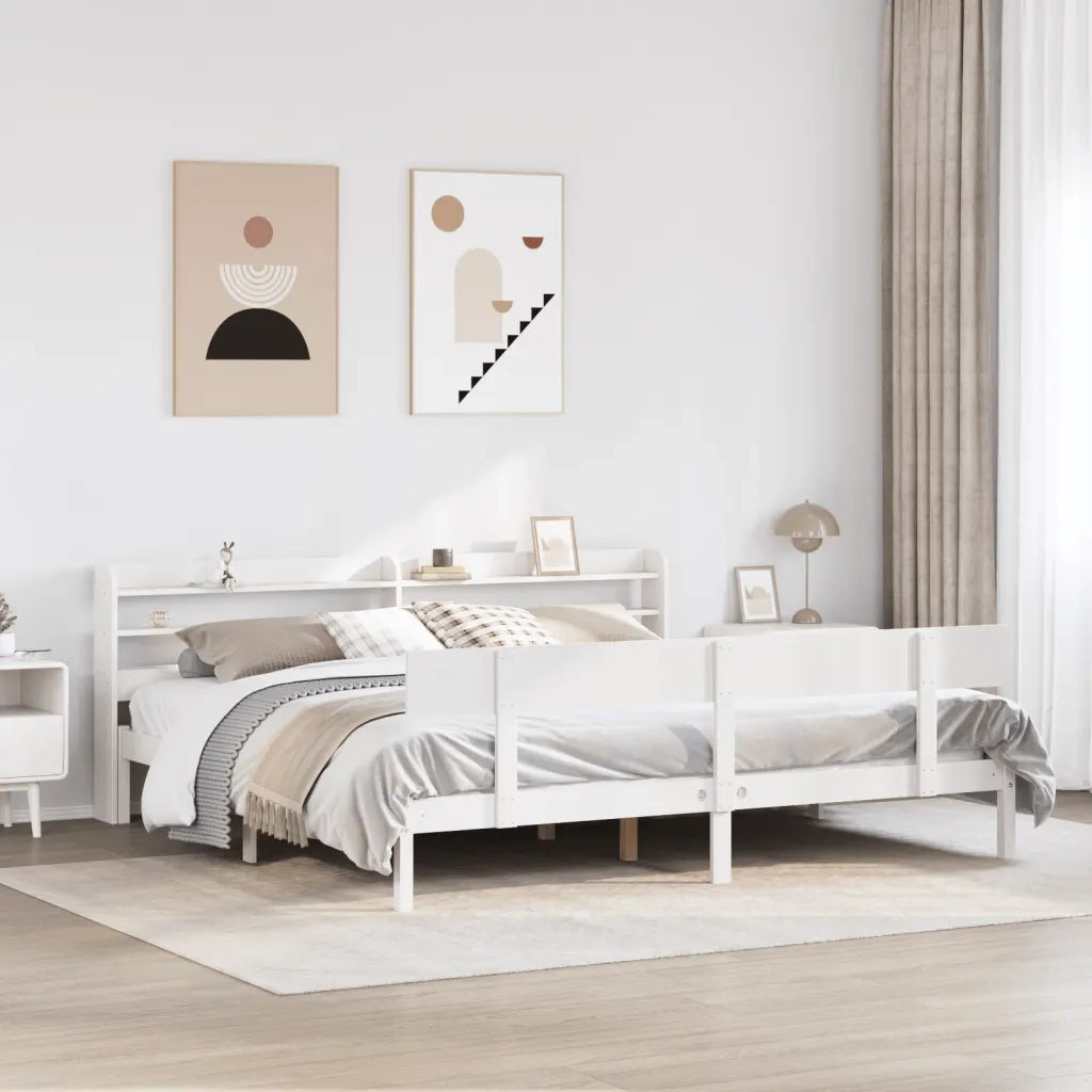 Letto senza Materasso-Struttura Letto Bianco 180x200 cm Legno Massello di Pino 863023