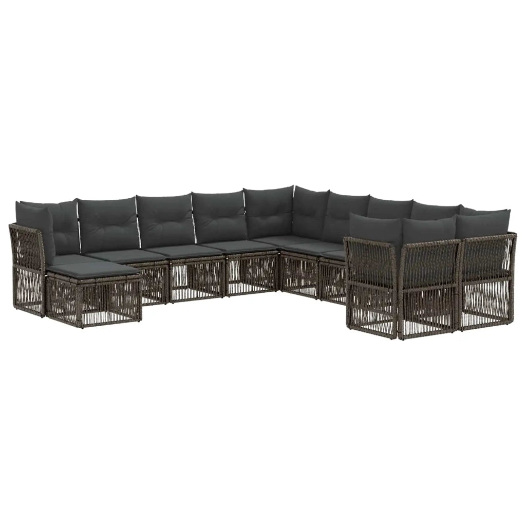 Set Divano da Giardino 11 pz Grigio polyrattan 3434453
