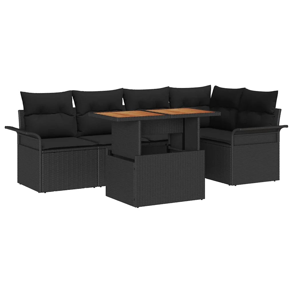 Set Divano da Giardino con cuscino 6 pcs Nero 3349337