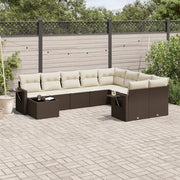 Set Divani da Giardino 10pz con Cuscini in Polyrattan Marrone 3253000