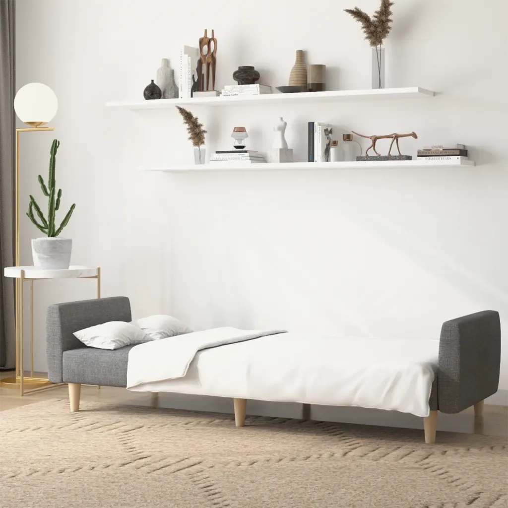 Divano Letto a 2 Posti Grigio Chiaro in Tessuto 375784