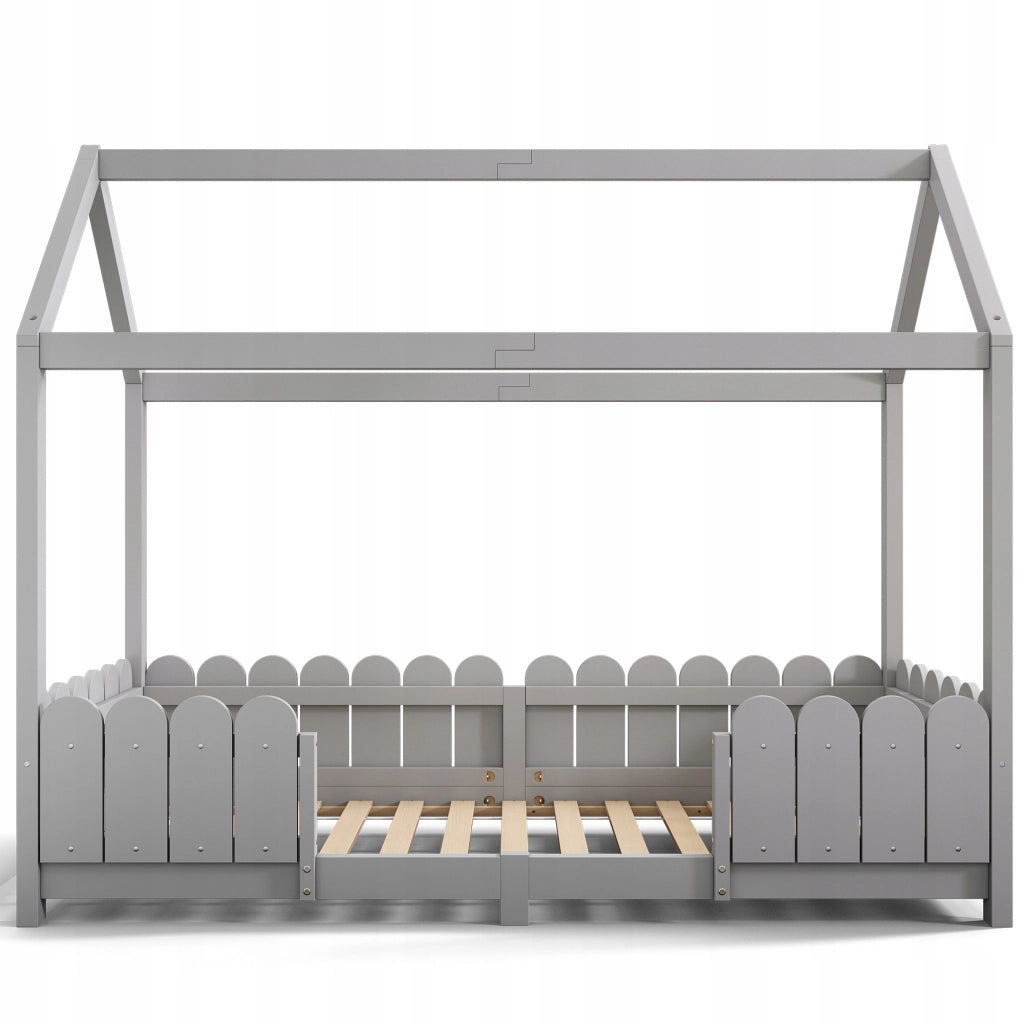 Letto per bambini 90x200 - Xylo - Legno con protezione grigio