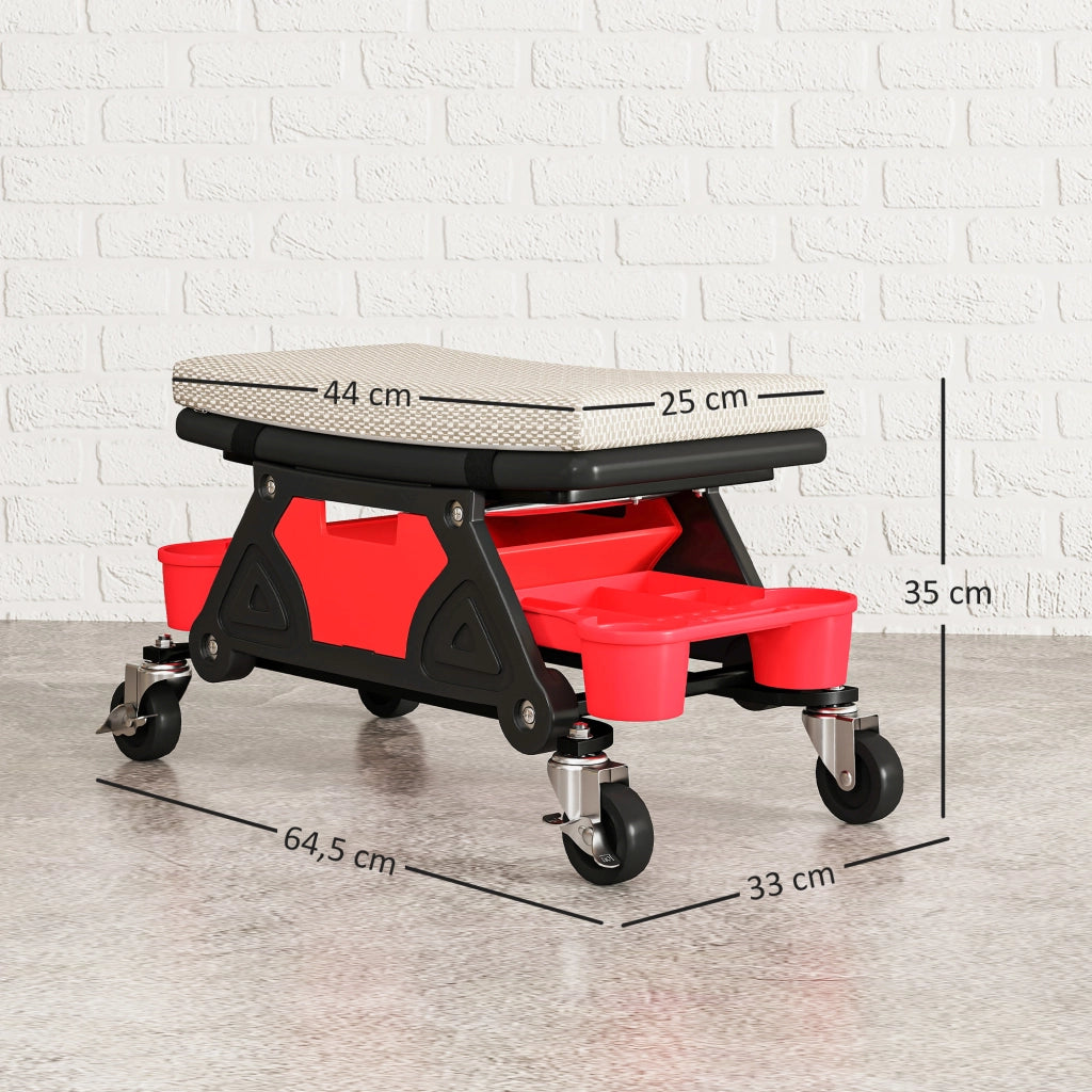 Sgabello con Ruote e Ripiano ¨C Minimal ¨C Grigio 35cm