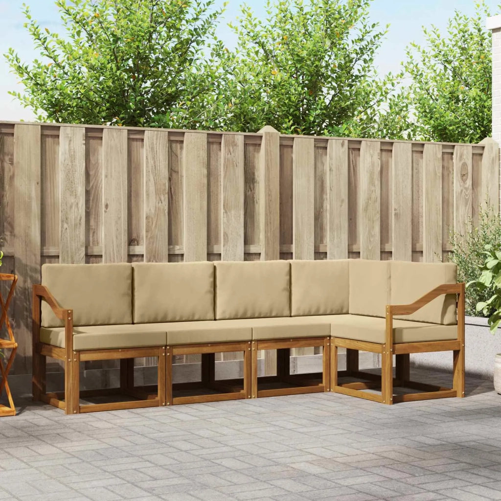 Set di divani da esterno con cuscino 5 pcs Naturale e Beige 3366411