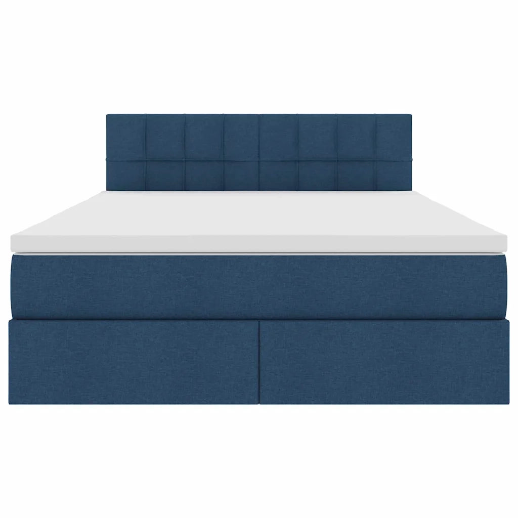 Letto con contenitore e materasso con testiera Blu 120 x 200 cm