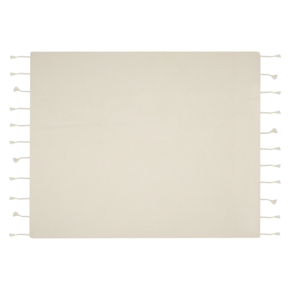 Coperta Morbida Beige in Cotone Camera da Letto Elegante 125 x 150 cm Copriletto stile Boho