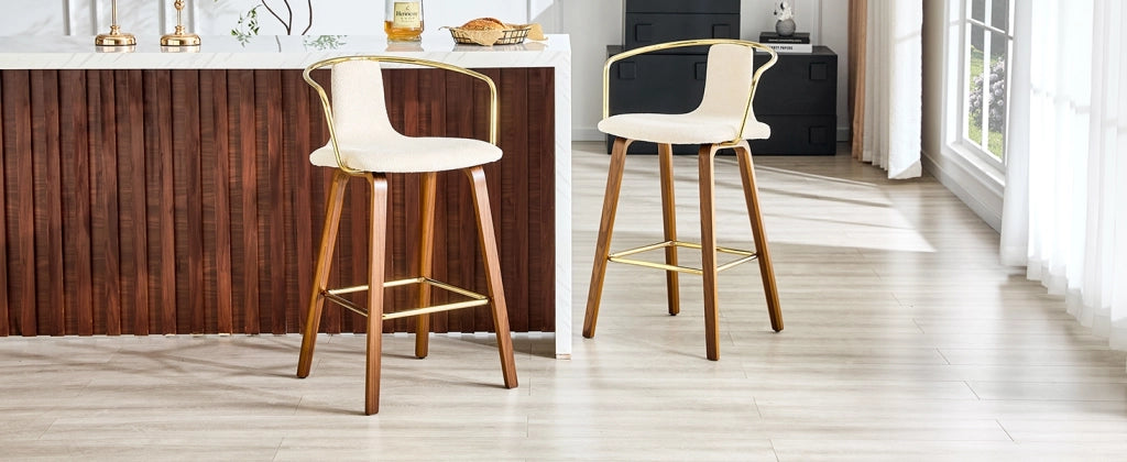 SGABELLO DA BAR Set da 2 pezzi con braccioli, bianco, legno