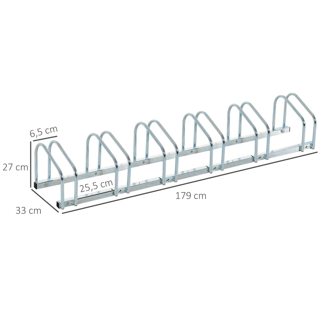 Rastrelliera Portabici da Pavimento o Parete ¨C Xylo ¨C 6 Posti Acciaio 179x33x27cm Argento