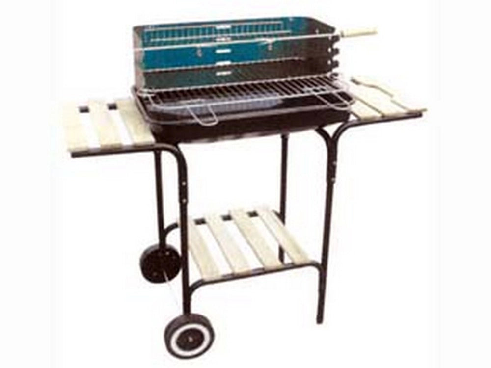1pz barbecue rettangolare con piani legno "california" - bracere cm.60x40 cod:ferx.fer79914
