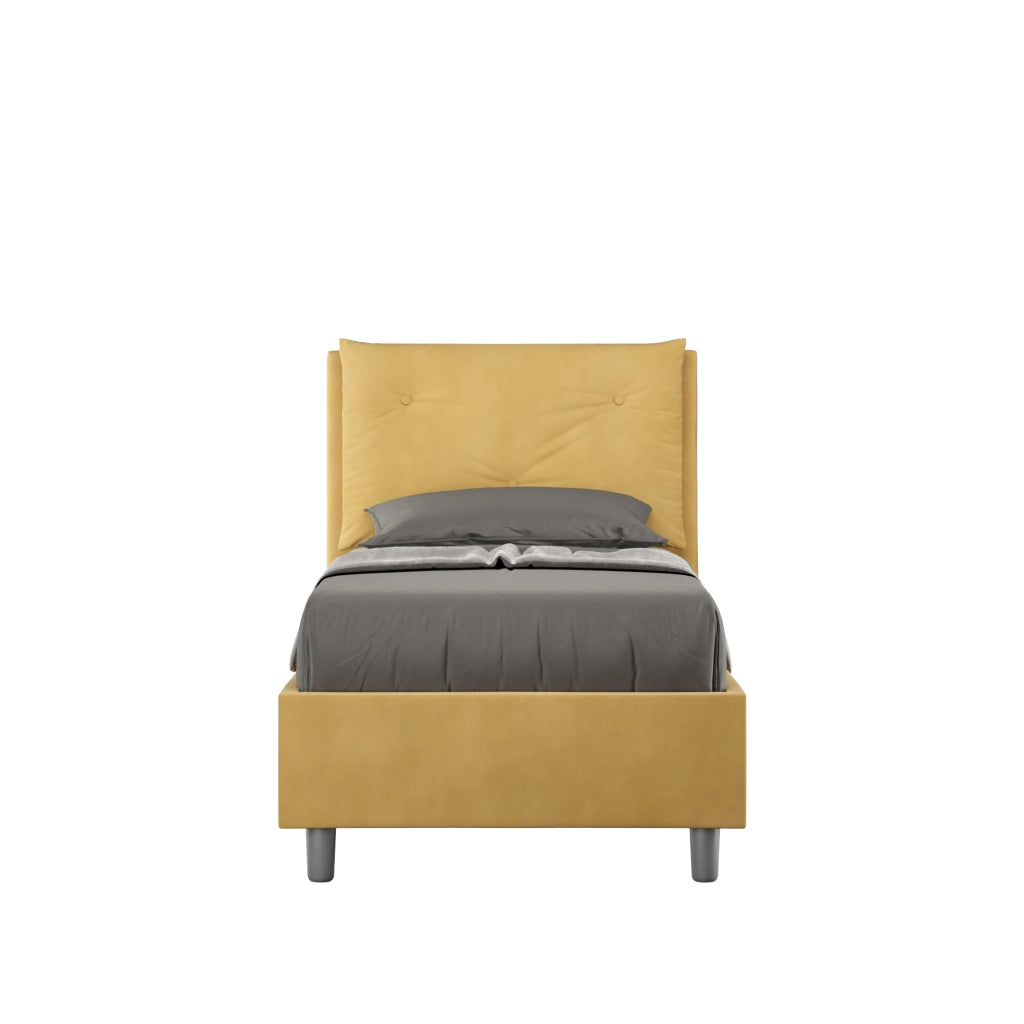 BS COM Letto singolo senza rete imbottito 90x200 microfibra ocra