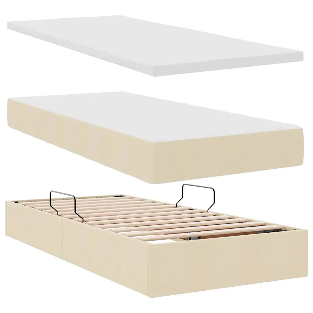 Letto con contenitore e LED Crema 90 x 200 cm Poliestere 3372520