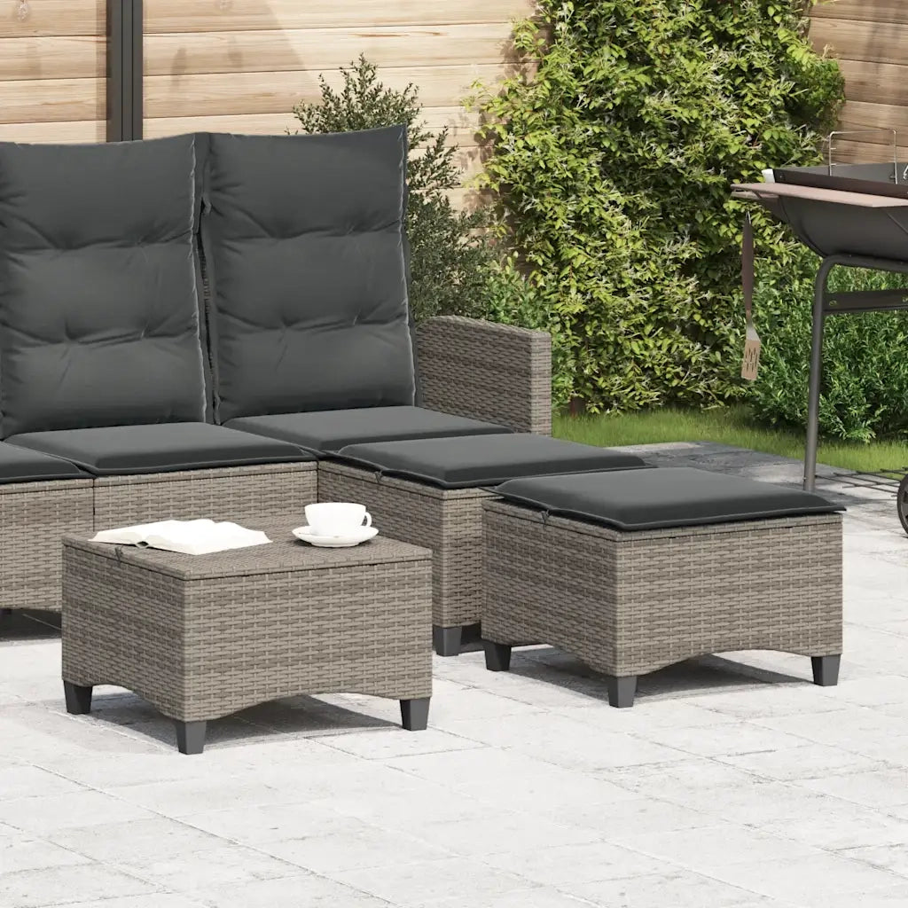 Sgabelli Giardino con Cuscini 2 pz Grigio 55x55x36cm Polyrattan 4108248