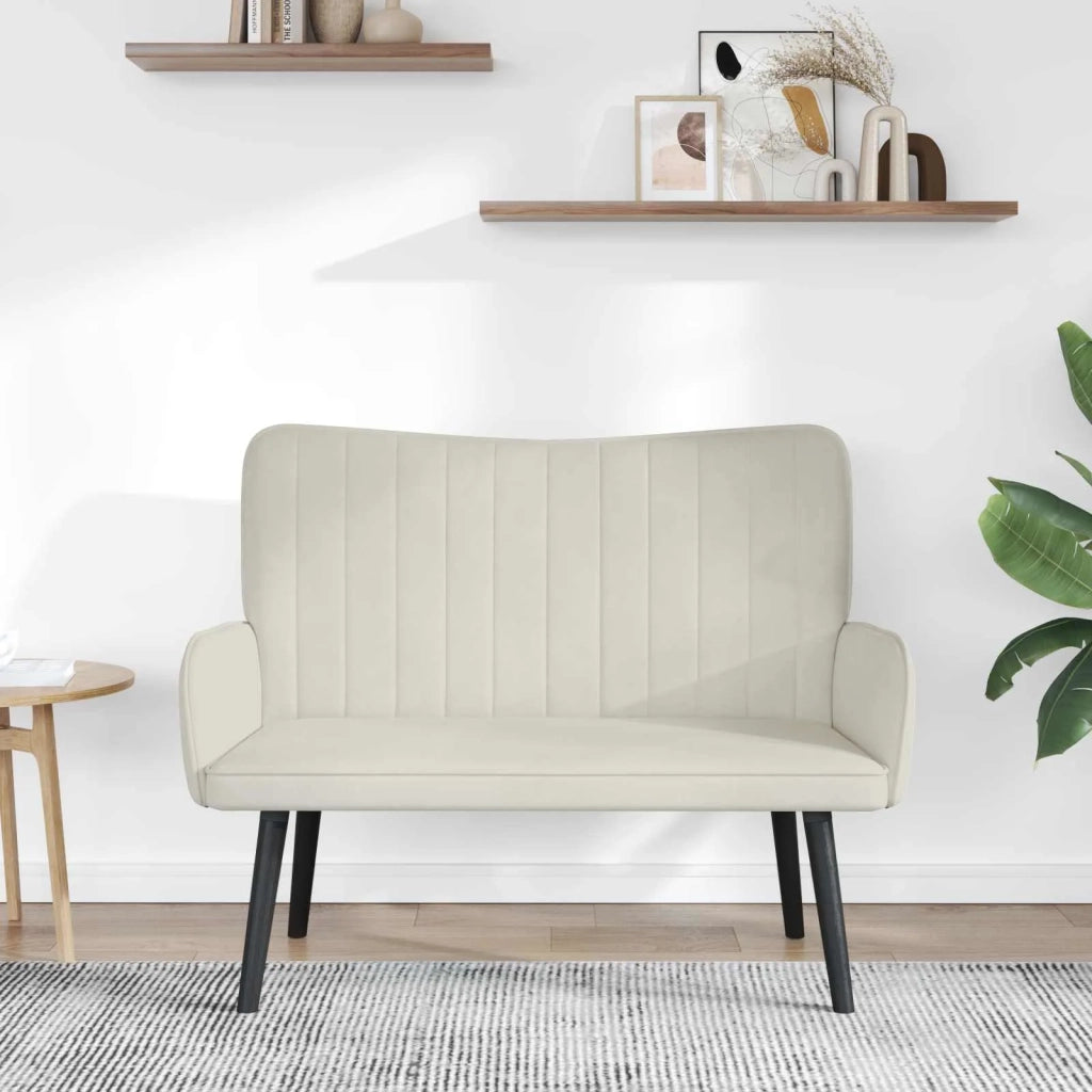 Sofa a Due Posti Crema 115 x 61 x 87 cm Velluto 42028957