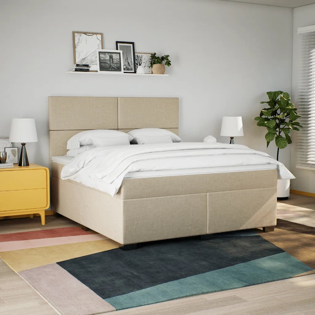 Giroletto a Molle con Materasso Crema 180x200 cm in Tessuto 3290565