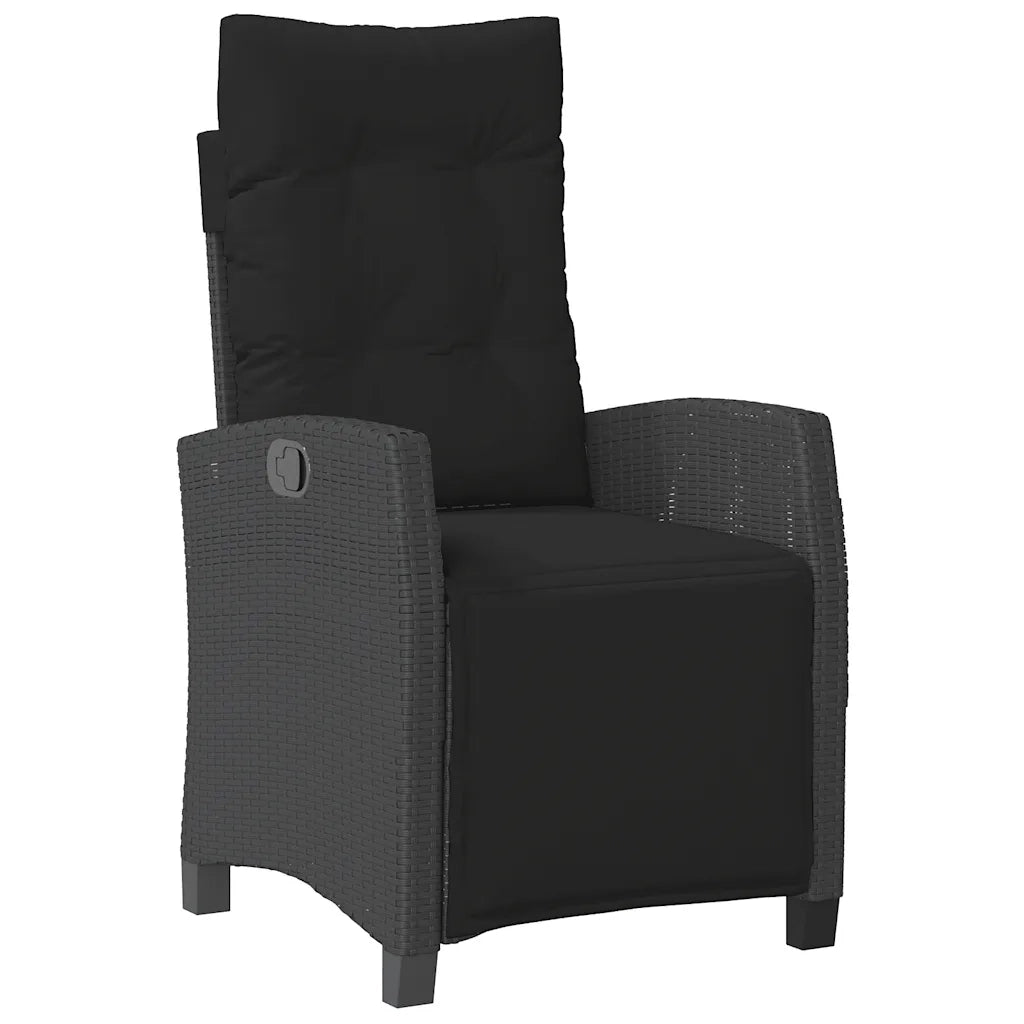 Set da Pranzo da Giardino 5 pz Nero con Cuscini in Polyrattan 3277390