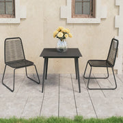 Set da Pranzo da Giardino 3 pz in Rattan PVC Nero 3060112