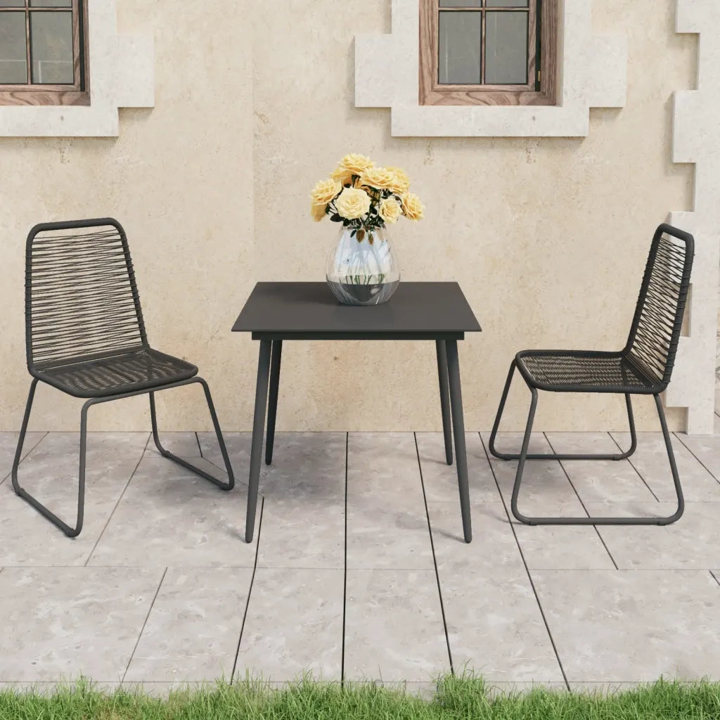 Set da Pranzo da Giardino 3 pz in Rattan PVC Nero 3060112