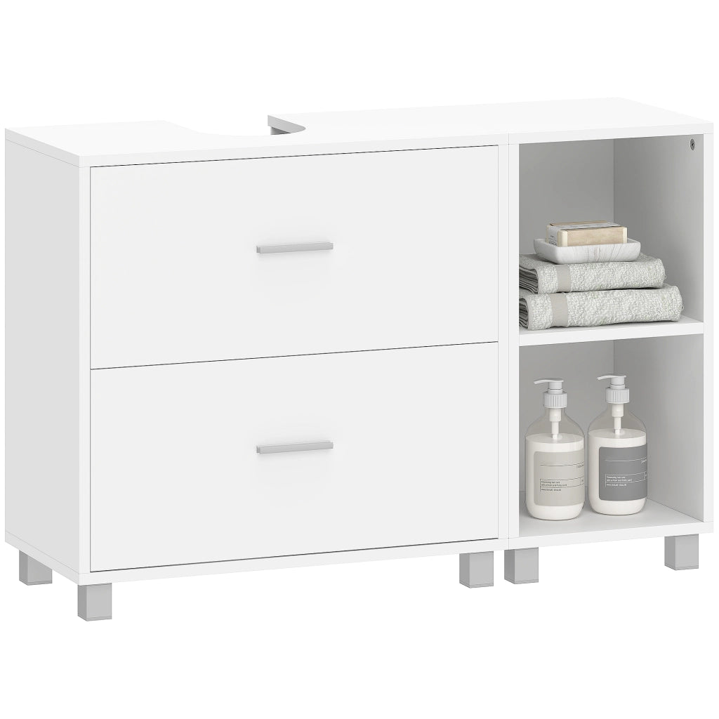 Mobile Sottolavabo con 2 Cassetti e 2 Ripiani Aperti ¨C Xylo ¨C Bianco 90x30x60 cm