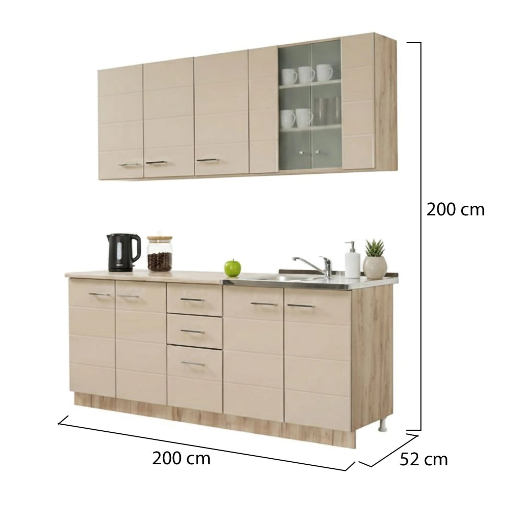 Cucinino Ieri, Cucina 2 Cassetti, Elettrodomestici non inclusi, Beige
