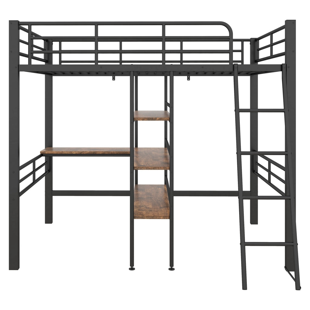 Letto a Soppalco con Scrivania ¨C MINIMAL ¨C Metallo Nero 90x200