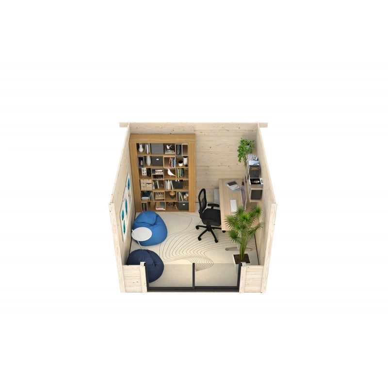 Casetta da giardino in legno 285x291 cm, pareti 28 mm con porta scorrevole vetrata in alluminio, per deposito attrezzi esterno - Esterni da Vivere