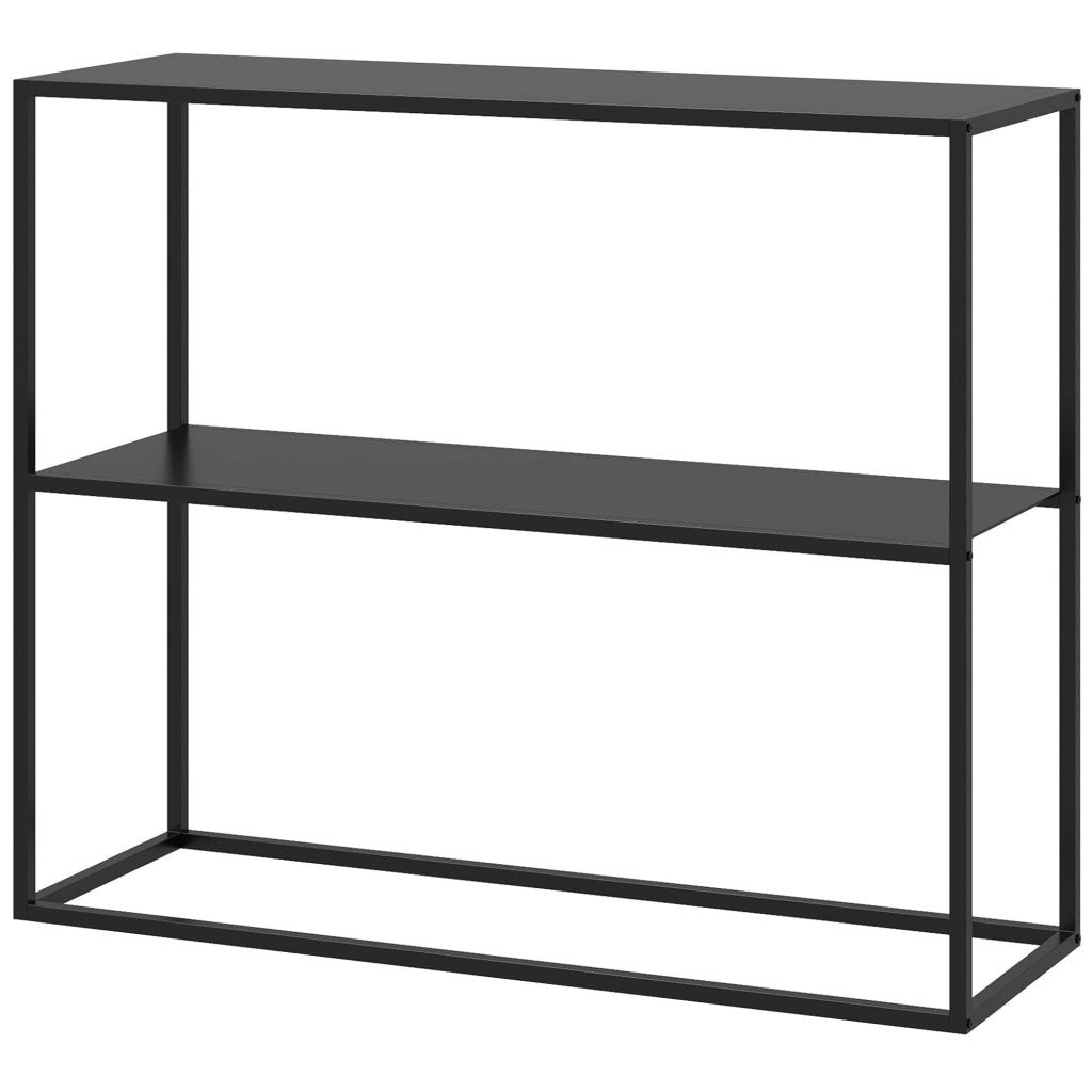 Consolle Fissa 2 Ripiani 90x30x75 cm in Acciaio Nero