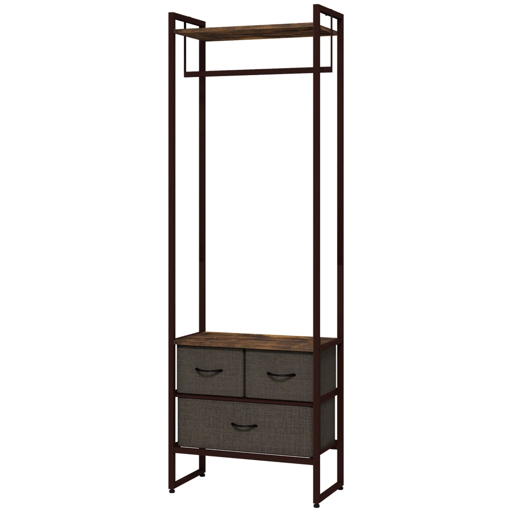 Appendiabiti con 3 cassetti e ripiano ¨C Minimal ¨C 58,5x30x178 cm marrone