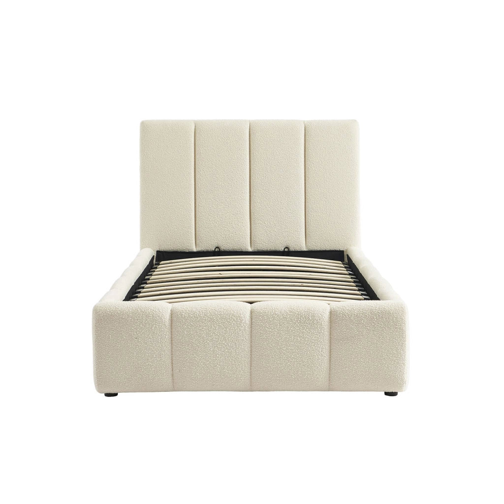 Letto contenitore con rete a doghe e testiera 90x190cm imbottito