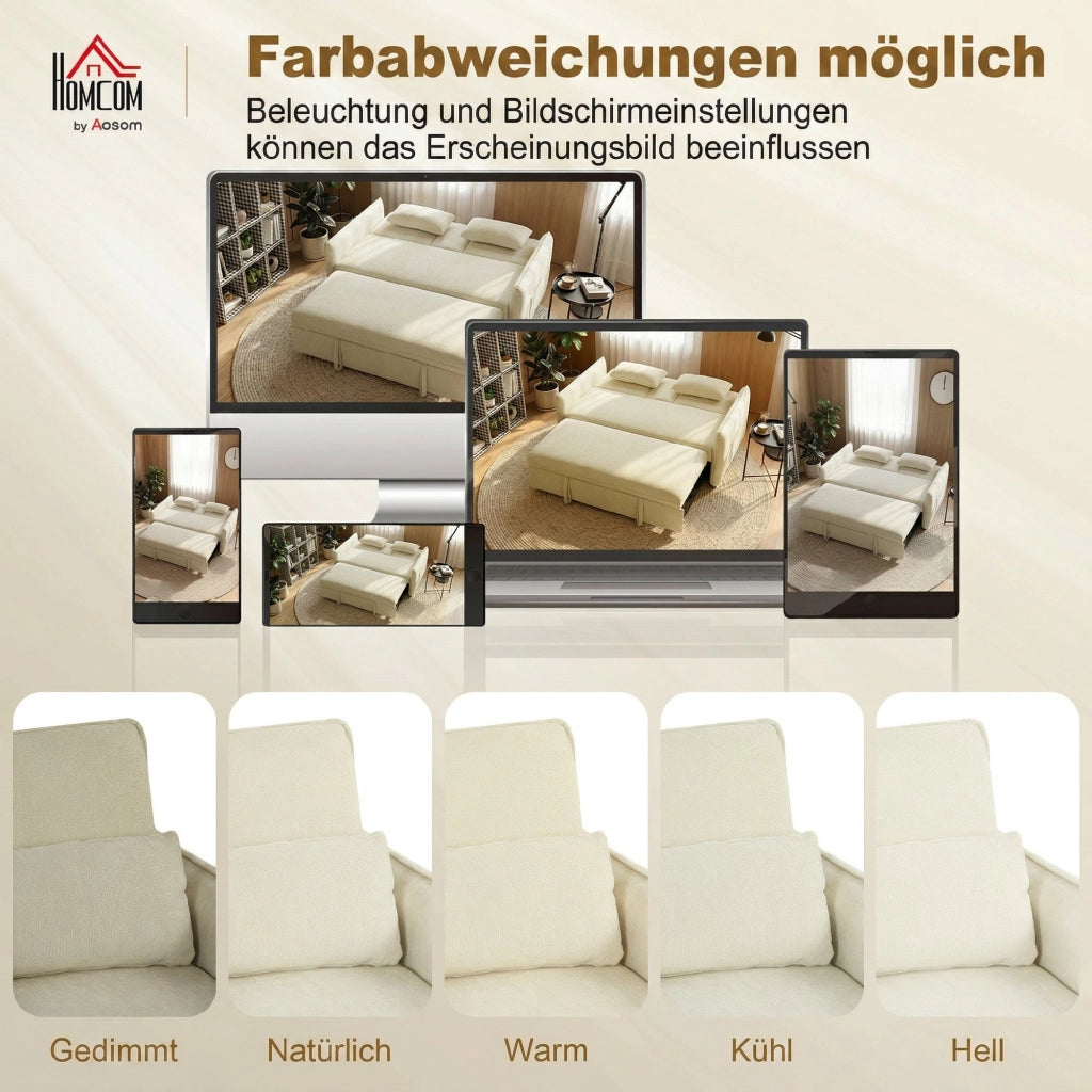 Divano letto 2 posti con portabicchieri e tasche laterali ¨C Xylo ¨C beige
