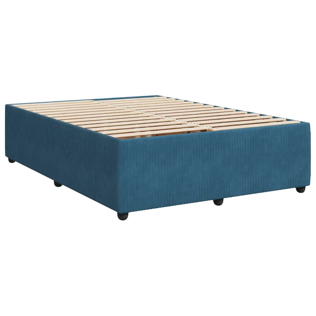 Letto box spring con materasso Blu Scuro 140 x 190 cm Velluto 3451671