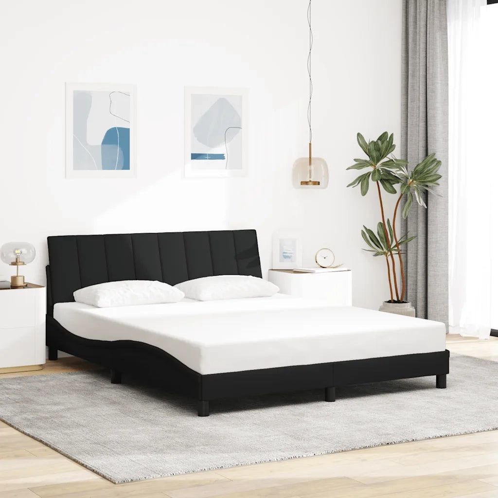 Letto matrimoniale | Letto per adulti | Giroletto senza Materasso Hanko Nero 160x200 cm in Tessuto
