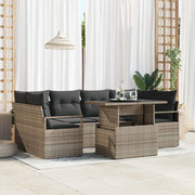 Set Divano da Giardino con cuscino 7 pcs Grigio polyrattan