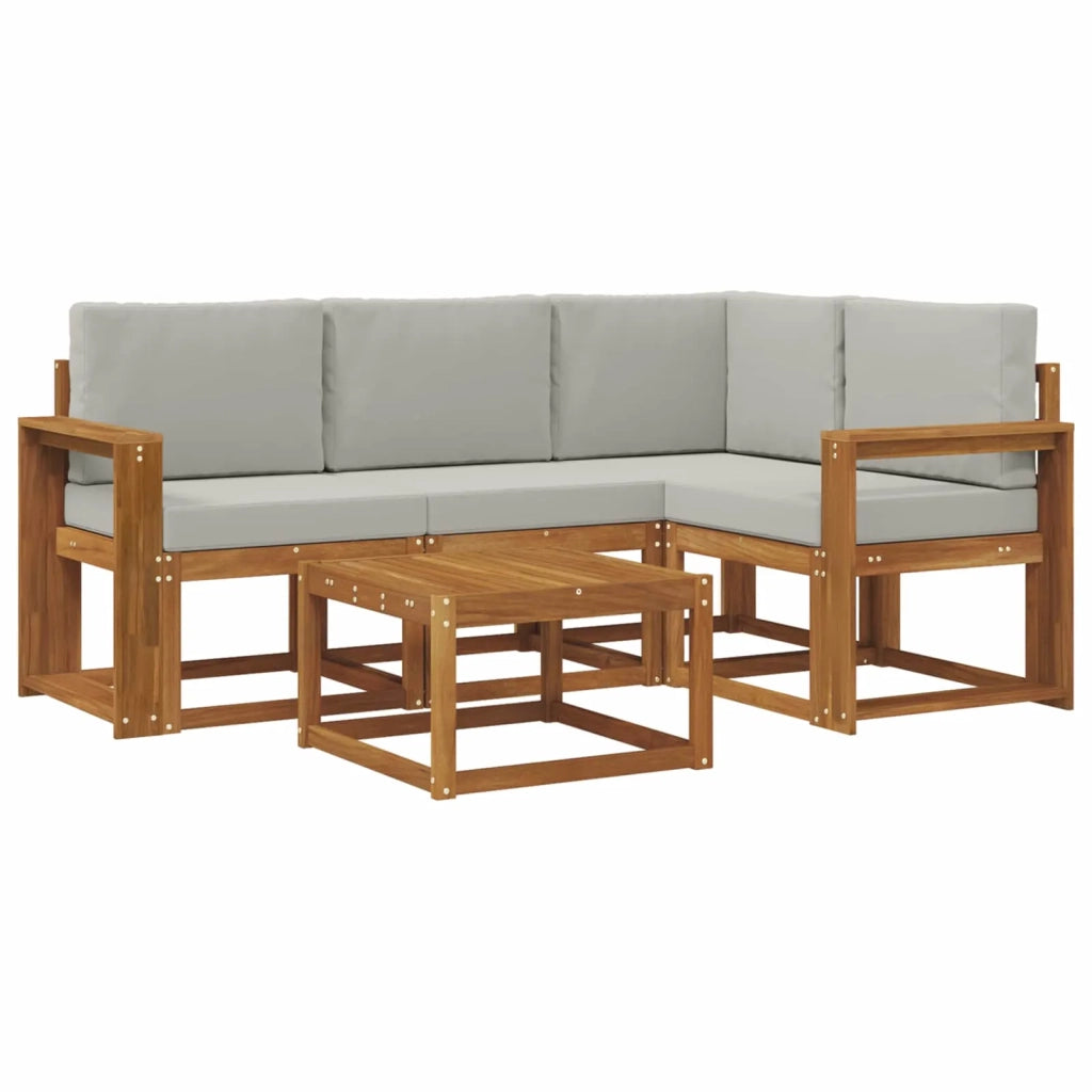 Set di divani da esterno 5 pcs Grigio Naturale e Chiaro 3366364