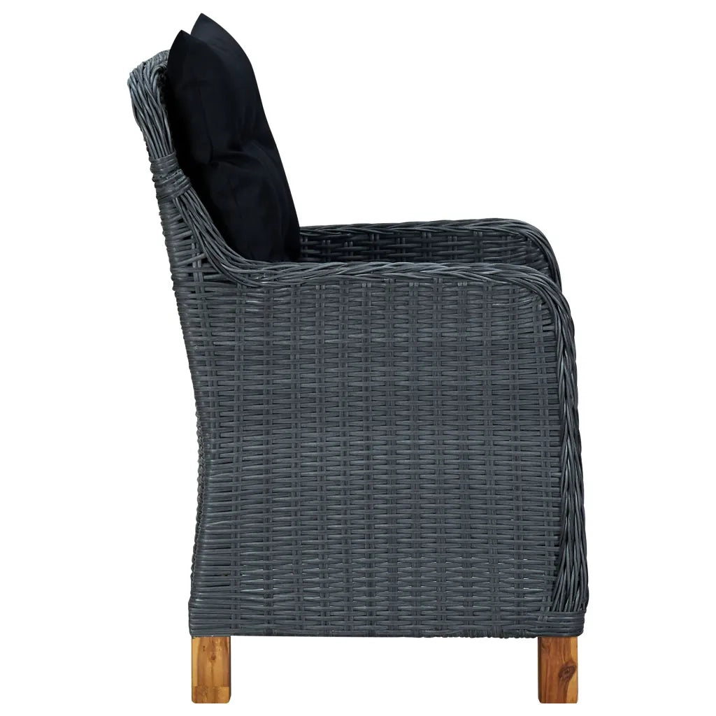 Set Pranzo da Giardino 7 pz con Cuscini Polyrattan Grigio Scuro 3060166