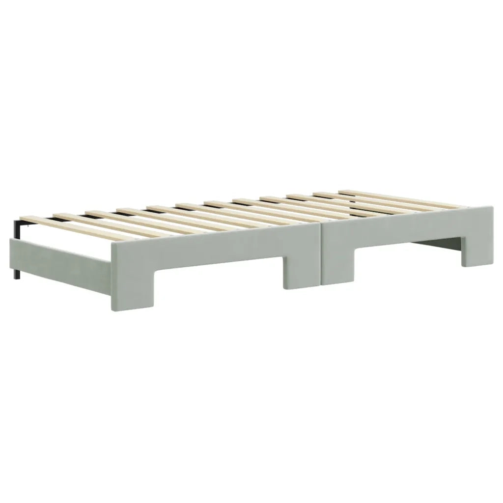 Divano Letto Estraibile Cassetti Grigio Chiaro 90x200cm Velluto 3196977