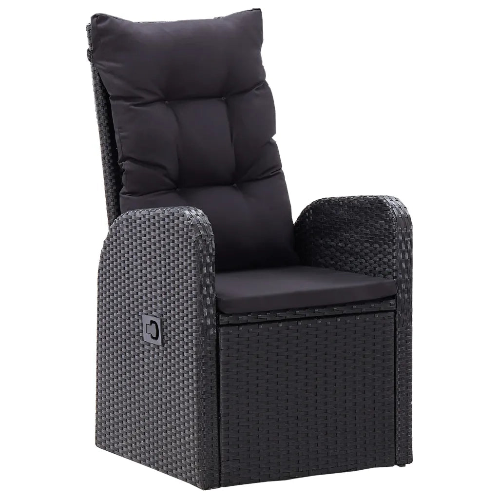 Set da Pranzo da Giardino 3 pz con Cuscini Nero 3099479