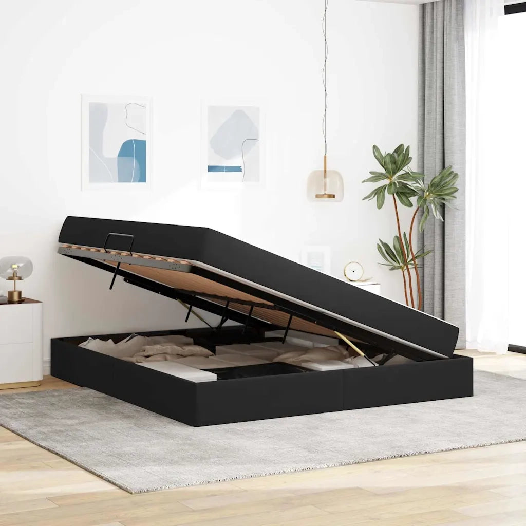 Letto con contenitore e materasso Nero 160 x 200 cm Velluto 3399732
