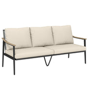 Divano da Esterno 3 Posti in Rattan ¨C zephmum ¨C Schienale, Effetto Legno, Cachi
