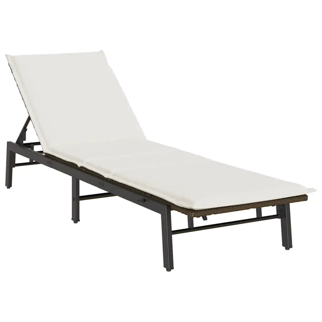 Lettino Prendisole con Cuscino Marrone in Polyrattan 4104080