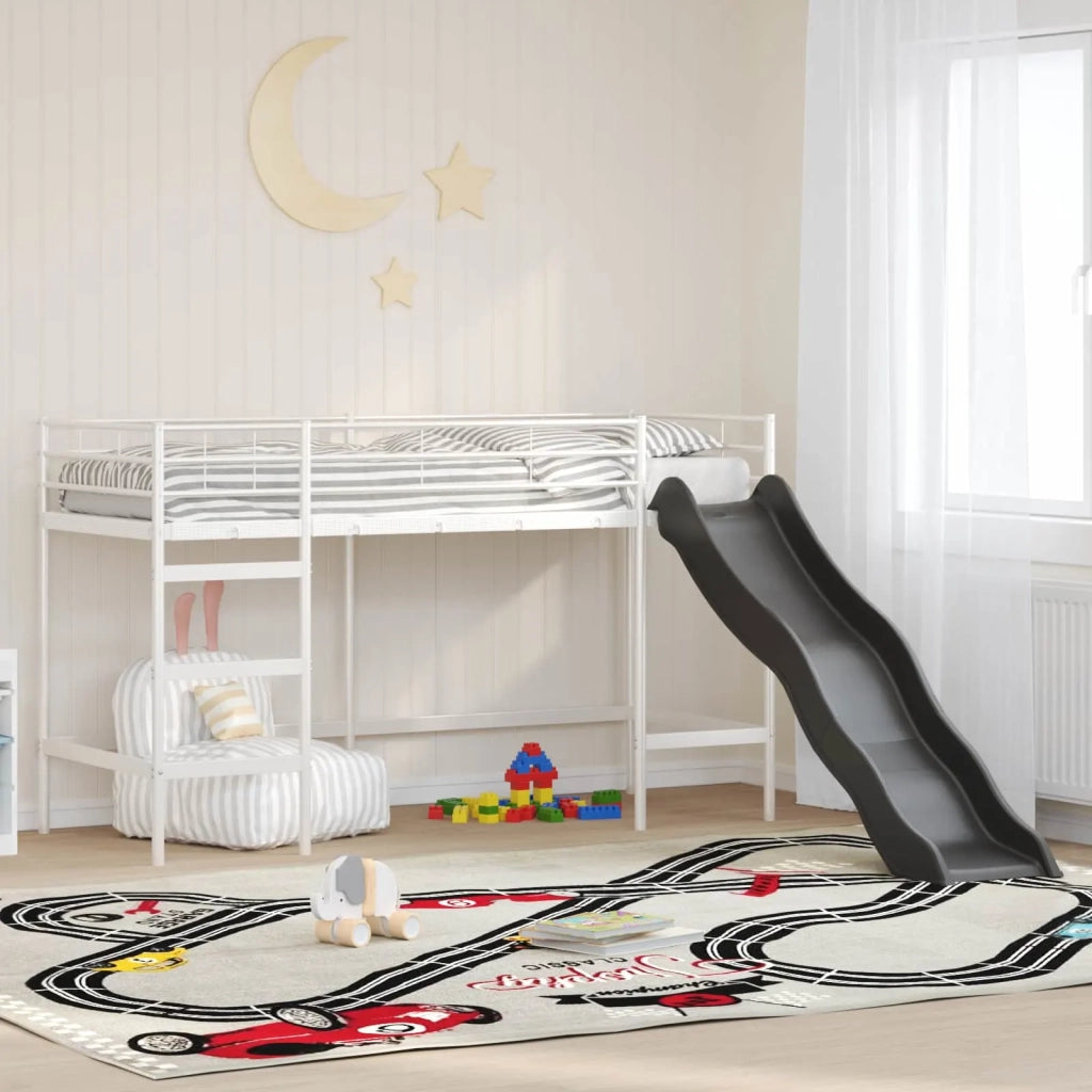 Letto loft per bambini con scivolo Bianco e Antracite
