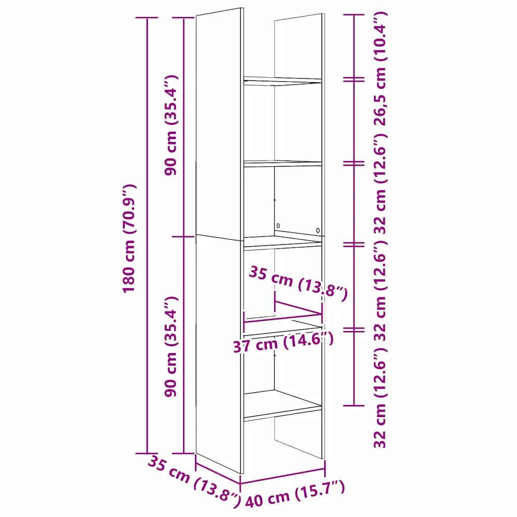 Armadio per Libri Legno vecchio 40 x 35 x 180 cm 875018
