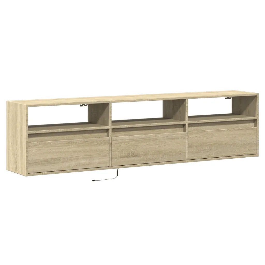 Mobile TV a Parete con LED Rovere Sonoma 180x31x45 cm 3307942
