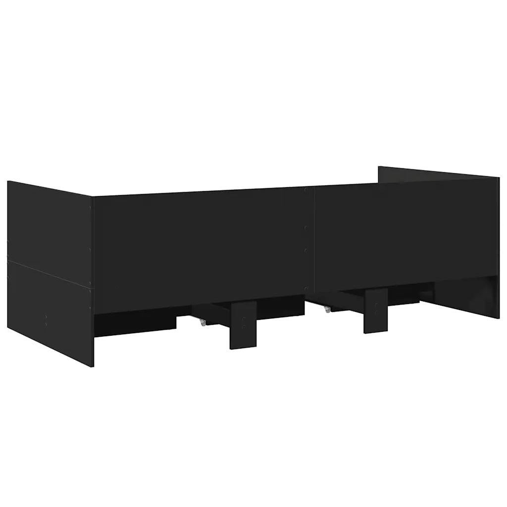 Divano letto | Sof¨¤ letto | Letto singolo con Cassetti senza Materasso Nero 75x190 cm