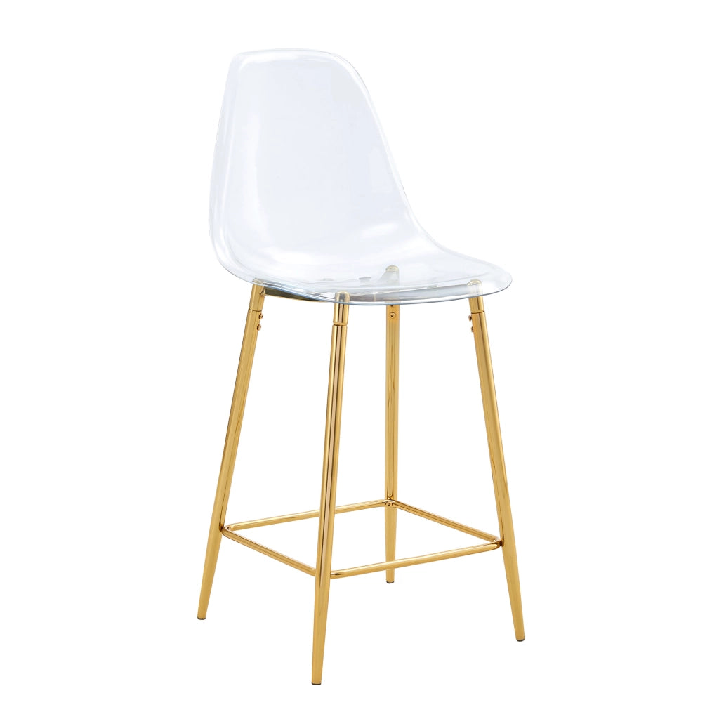 SGABELLO da bar trasparente in plastica con gambe in metallo oro