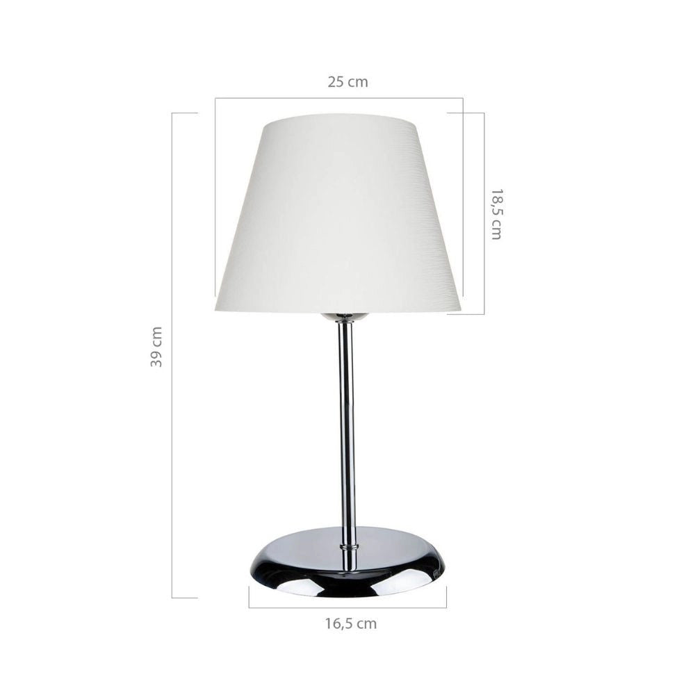 Lampada da tavolo Elva  in metallo e paralume tessuto
