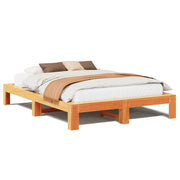 Letto matrimoniale | Letto per adulti | Giroletto senza Materasso Marrone Cera 140x200cm Massello Pino