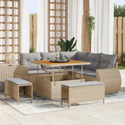 Set Divano da Giardino 8 pcs Beige polyrattan