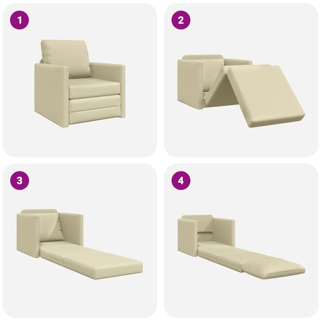 Divano letto | Sof¨¤ letto | Letto singolo 60cm Crema Pelle Artificiale